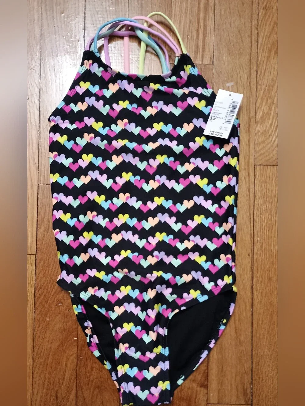 NWT The Children's Place Girls One piece Swimsuit Hearts Size Small